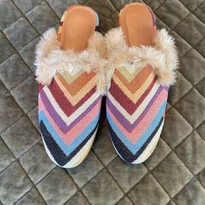 Colorful Chevron Patterned Women's Mules